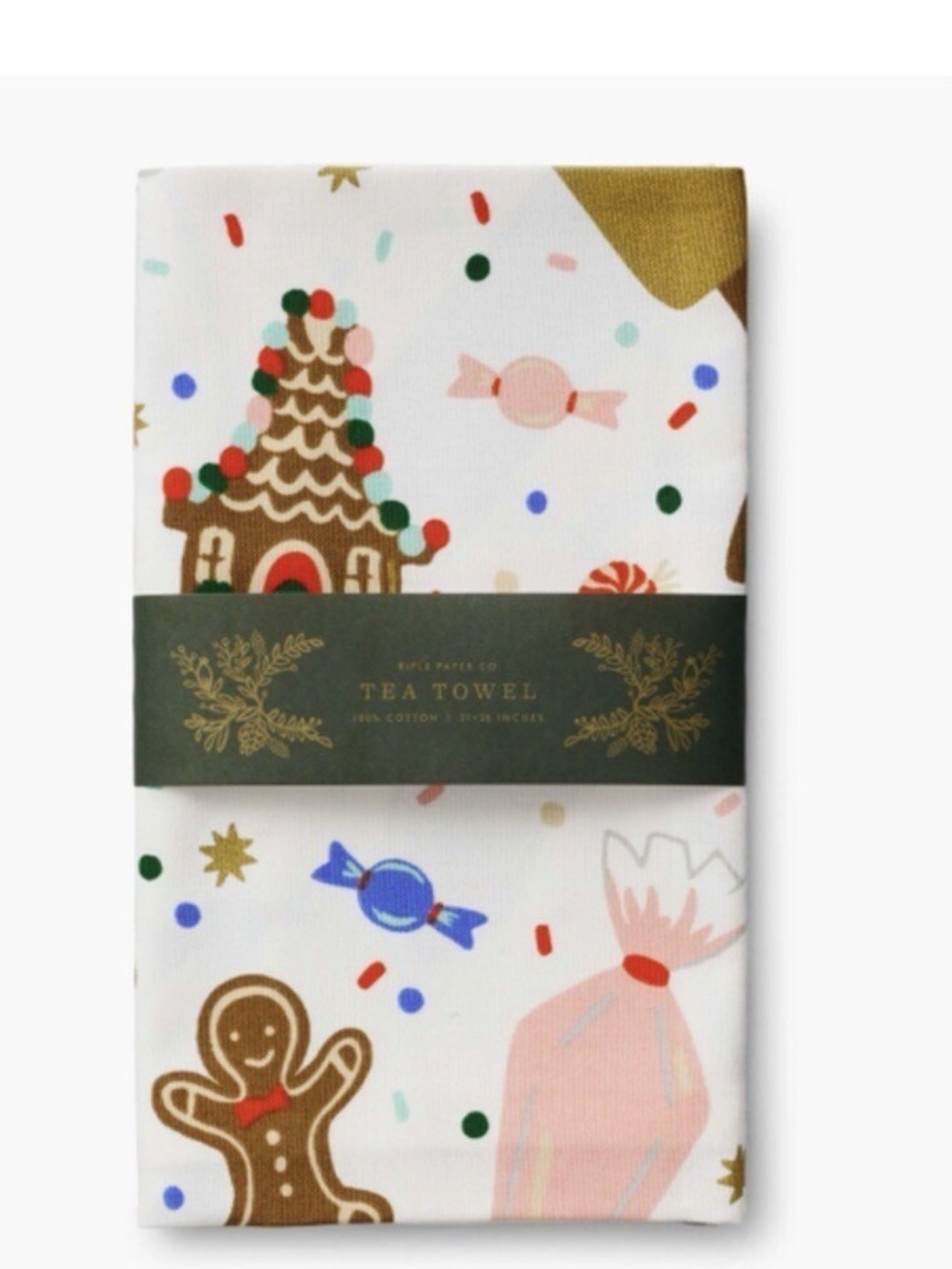 Christmas Tea Towel Holiday Kitchen Candy Cookies Cotton Rifle Paper Company